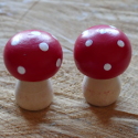 Set of 2 Small Wooden Toadstool