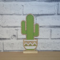 Wooden Cacti Standing Decoration on Plinth, as shown