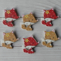 Pack of 6 Wooden Spotty Fox embellishments, colours as shown