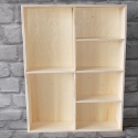 Plywood Shelf unit with 6 compartments & hooks for hanging portrait or landscape