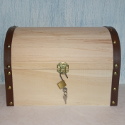 Large Pine Treasure Chest with Leather Look Trim, Clasp & Padlock