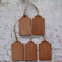 Set of 5 Vintage Style scalloped top plywood tags / labels with Jute string