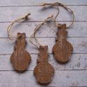 Set of 3 wooden Snowman Christmas decorations with white painted snow effect , and string to hang