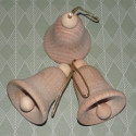 Set of 3 wooden bells with gold thread for hanging