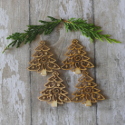 Pack of 4 Natural Wooden Fretwork Christmas Tree Shapes