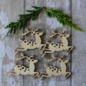 Pack of 4 Natural Wooden Reindeer Shapes