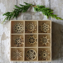 Box of 27 Snowflake Shapes ( 3 each of 9 designs) as shown
