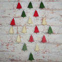 Pack of 18 Mini Christmas Tree Shapes, red, green, natural
