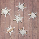 Pack of 6 White Glitter Snowflake on Peg decorations
