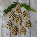 Pack of 8 Natural Wooden Fretwork Christmas Tree Card topper decorations,4 each of 2 designs, as shown