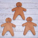 Set of 3 Plywood Gingerbread men decoration with hole for hanging