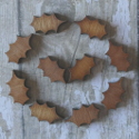 Set of 10 Plywood mini Holly Leaf decorations