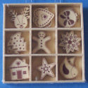 Box of 27 Christmas shapes (3 each of 9 designs)Reindeer,Robin,Tree, bauble, Star, gingerbread man,heart, house, Snowflake