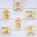 Pack of 6 Wooden Vintage Style Christmas Embellishments sentiments