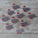 Pack of 10 Wooden Christmas Robin in Santa Hat, as shown