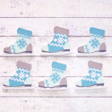 Pack of 6 Wooden Christmas Ice skates in 2 designs, as shown