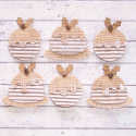 Pack of 6 Vintage Style Card & Hessian Christmas Pudding Shape embellishments, 2 designs, as shown