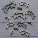 Pack of 12 wooden shooting Star Scandi style card topper decorations grey white cream