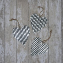 Set of 3 large corrugated metal hearts with string to hang